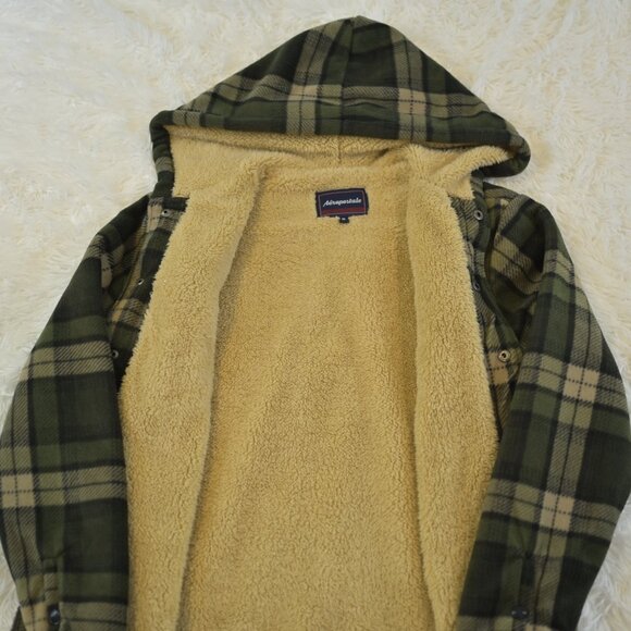 Aeropostale Men / Teen Sherpa Lined Button Down Hooded Flannel Jacket Size S - Picture 5 of 5